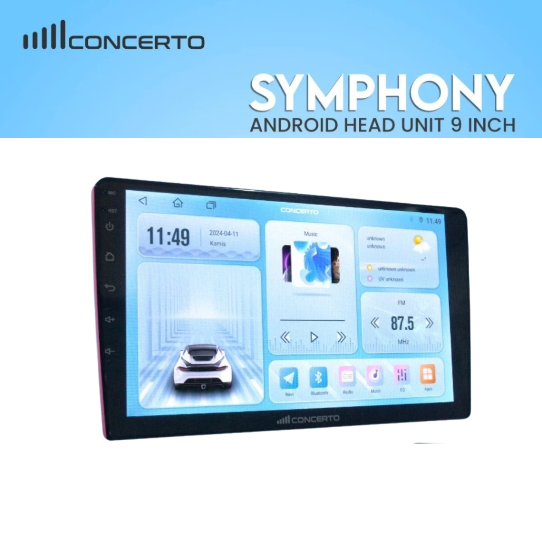 Head Unit Android Concerto Symphony 9 Inch RAM 8GB Terbaru